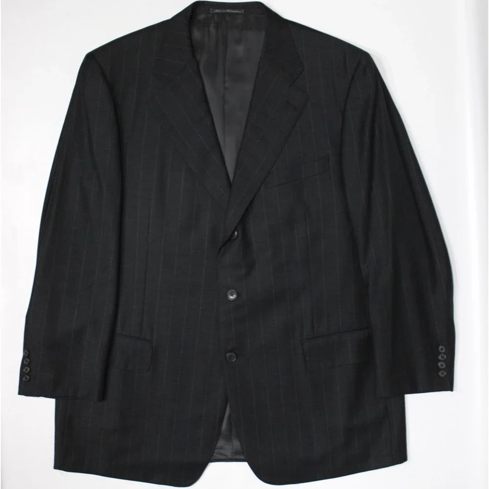 Ermenegildo Zegna 100% Wool Black Pinstriped 3-Button Blazer Men 46R (56EU)